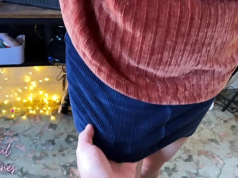 Hot MILF slides her BBC into her stepsis's floccose pussy in the air a wet panty fuck