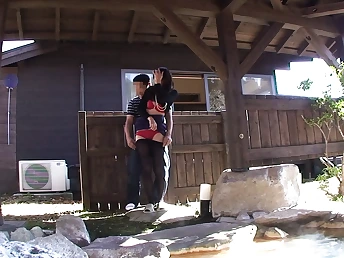 See this crazy Japanese teenage get crazy in public and get ruined hard