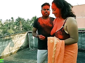 Steamy Tamil duo indulges in a muddy chat and rear end-fashion activity at Holi festival