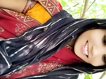 Marvelous Indian wifey and housewife get penetrated rock stiff in the garden & creampied in fourway madness