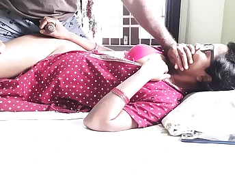 Indian teenie and her bhabi colleague get wild in a super-fucking-hot rip up-jamboree with BIG Ebony COCK