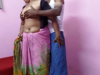 Indian Desi old woman with huge tits devours her own pussy coupled with gets creampied