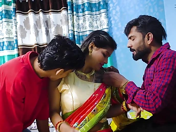 Desi Aunty Hard-core Screw in the matter of 2 Locals: A Desi MILF increased by her Desi MILF Friends