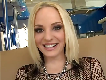 Blonde sexy doll getting hardcore anal lesson