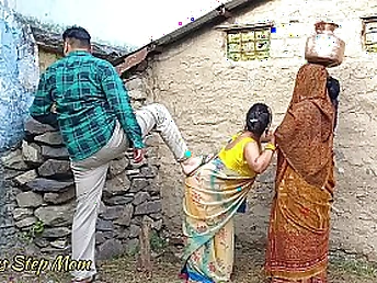 Step-Stepson-in-law & Step-Wife Poke Indian Step-Mom-in-law & Step-Wife