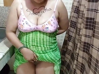 Hot Indian bhabhi Sangeeta gets her big special fingered while hot and fat with hot Telugu audio