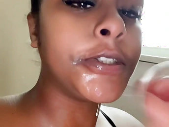 Ebony princess with chubby tits with the addition of arse tries out a 10-inch hard-on be advisable for a facial