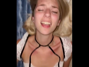 Amber Griz's diminutive assets juggles on climax of elderly stud's humid buttfuck