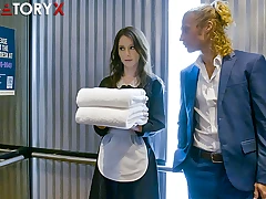 When a successful, young businessman trammels into his hotel, he captures slay rub elbows with attention of twosome most assuredly horny chambermaid, Charly Summer.