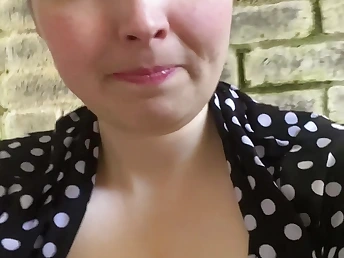 Watch me get my big natural tits out and budge it inwards while I masturbate in public