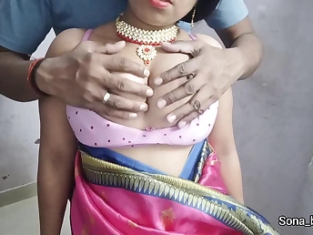 Sona_bhabi's Indian Desi Bhabhi Pound-out in Humidity Pink Silk Saree - Super-steamy Desi Act
